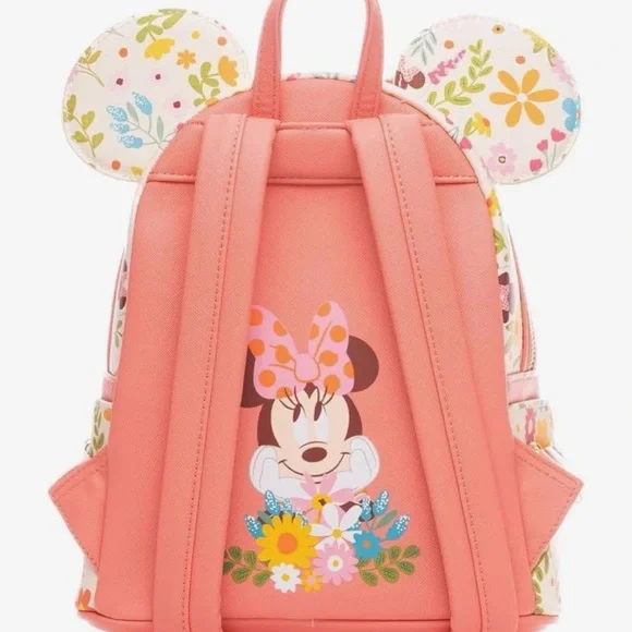 Loungefly Disney Floral Minnie Mouse Backpack - Pink and Cream - Picture 2 of 5